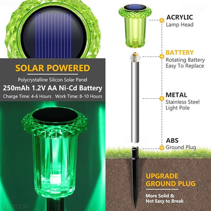 Solar Lights Outdoor 10 Pack Solar Pathway Lights Green Halloween Decorations - Image 2