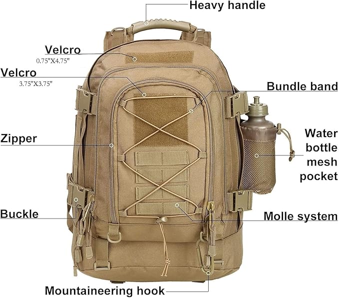 Large Military Bug Out Bag 3 Day Pack Expandable Backpack Army Daypack - Image 4