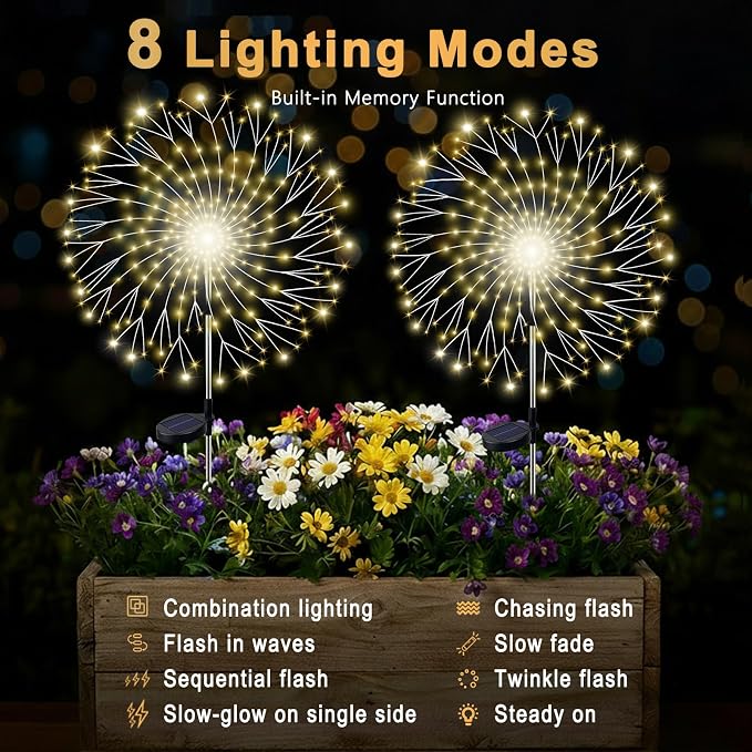 210LED Solar Firework Lights, Waterproof Fairy Starburst Light - Image 3