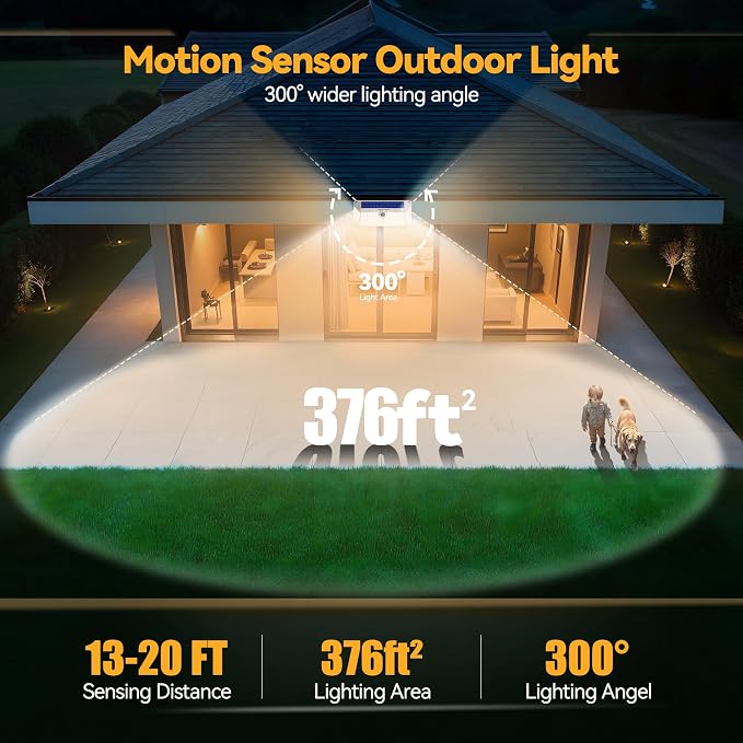 TECKNET 416 LED Solar Powered Outdoor Lights, 270° Angle & 3 Lighting Modes - Image 6