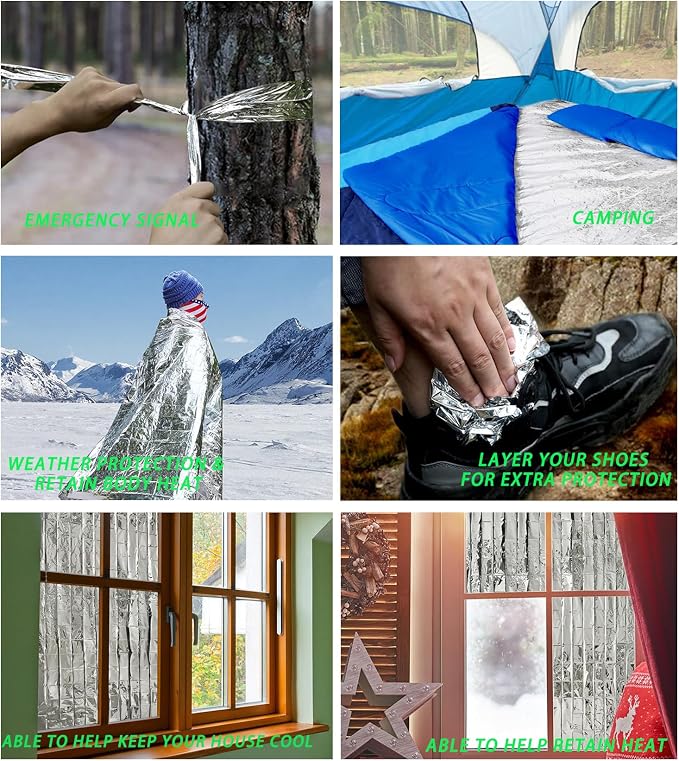 Emergency Foil Blanket Silver, Survival Thermal Mylar Blankets Individually - Image 6