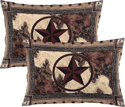 Western Texas Star Throw Pillow Covers Set of 2 Queen Size Rustic Vintage by Unknown