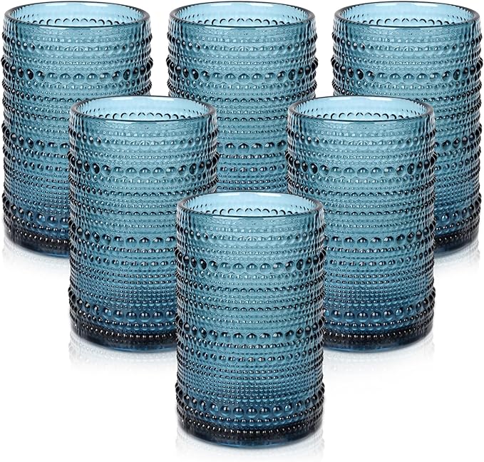 ZMOWIPDL Vintage Glassware Drinking Glasses Set of 6, 15 oz Hobnail Glass Cups by ZMOWIPDL