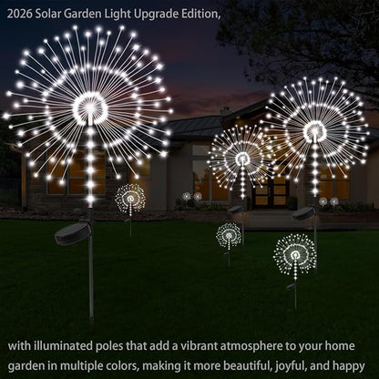 2 Pack 250LED Solar Garden Lights Outdoor, Dual Lighting Modes Firework Lights - Image 2