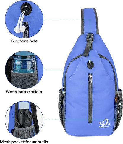 WATERFLY Crossbody Sling Backpack Sling Bag Travel Hiking Chest Bag Daypack - Image 4