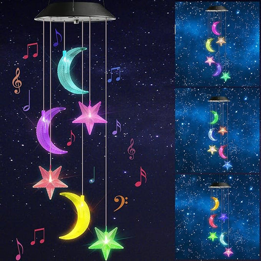 Toodour Solar Wind Chimes, Color Changing Wind Chimes Moon and Star, LED by Toodour