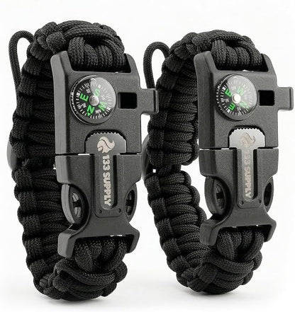 Paracord Bracelet Compass Hiking Survival Kit Emergency Whistle Fire Starter by 133+SUPPLY