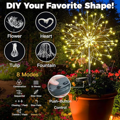 suddus Solar Garden Lights Outdoor Waterproof Decorative, Upgrade 2Pack 150LED - Image 4
