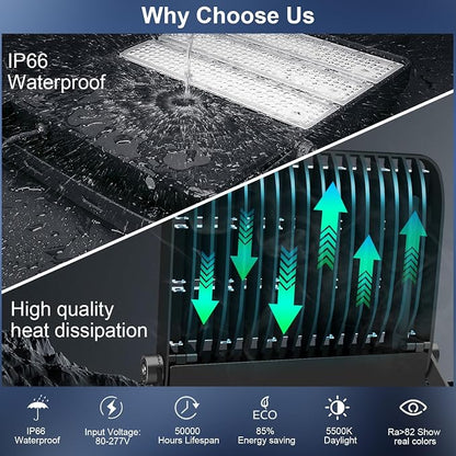52200LM LED Stadium Flood Light Commercial Eqv 2400W Super Bright 145LM/W 5500K - Image 2