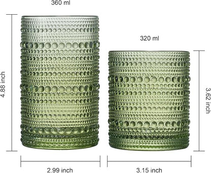 Khen Hobnail Beaded Highball Drinking Tumbler Glasses | Set of 12 | Color - Image 4