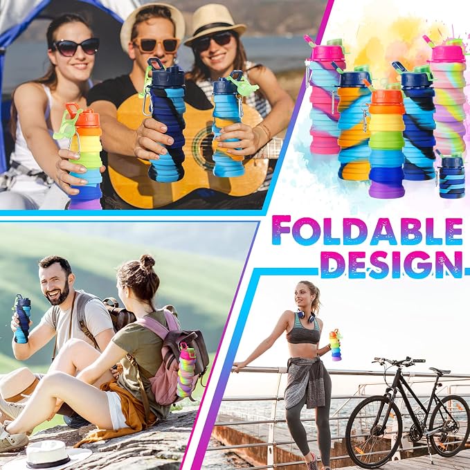 5 Pcs Collapsible Water Bottles 16 oz Portable Foldable Water Bottles Silicone - Image 4