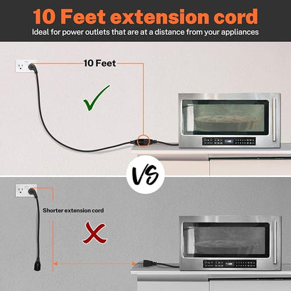 FIRMERST 1875W 14 Gauge Flat Plug Extension Cord 10 ft 15A Black - Image 7
