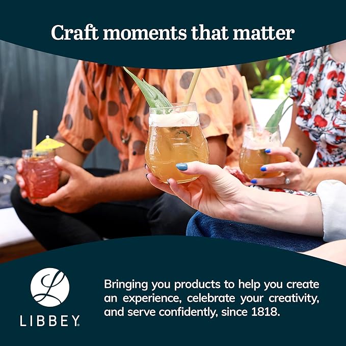 Libbey Tiki Pineapple Glasses Set of 4, Textured 17 Ounce Tiki Glasses - Image 6
