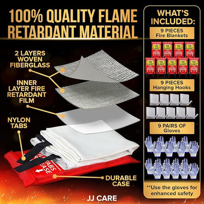 JJ CARE Fire Blanket – 9 Packs - Image 2