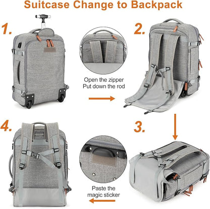 Lumesner Rolling Backpack for Men and Women, Extra Large 42L Travel Backpack - Image 6