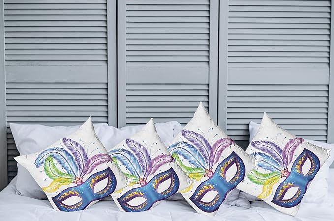 Ambesonne Mardi Gras Throw Pillow Cushion Case Pack of 4, Modern Accent - Image 2