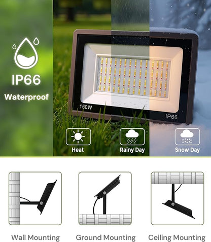 L LOHAS LED 150W Flood Light Outdoor, RGB Landscape Lighting - Image 6