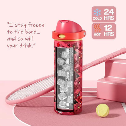 POWCAN 24 oz Insulated Skull Water Bottle: 2-in-1 Lid - Image 3