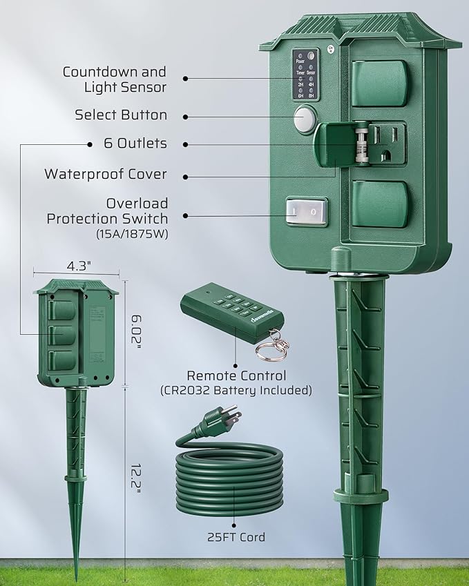 DEWENWILS Outdoor Power Stake Timer, Waterproof Outdoor Timer - Image 7