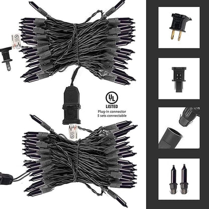 TW SHINE Purple Halloween Lights, 2 Pack 20FT 100 Count Incandescent Halloween - Image 3