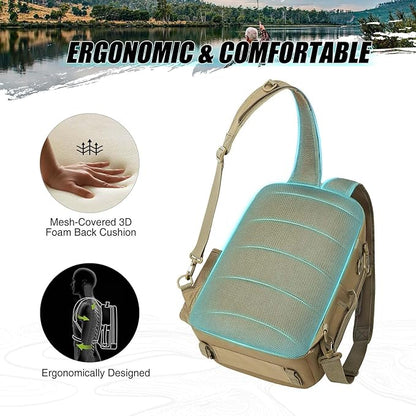 Piscifun Fishing Backpack with Rod Holder, Lightweight Sling Bag Storge Gear - Image 4