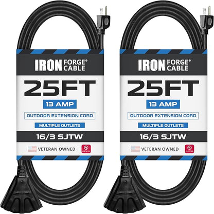 Iron Forge Cable 2 Pack 25 Ft Black Extension Cord by IronForgeCable