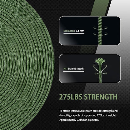 Abma Cord 2.4mm Paracord 275 100ft Nylon Rope 4 Strands Tactical Parachute Cord - Image 4