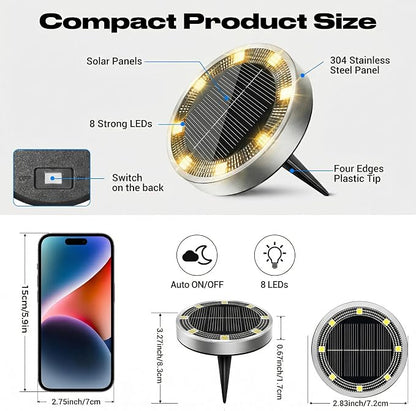 Peasur Solar Ground Lights Outdoor, 18 Pack Flat Solar Powered Disc Lights - Image 5