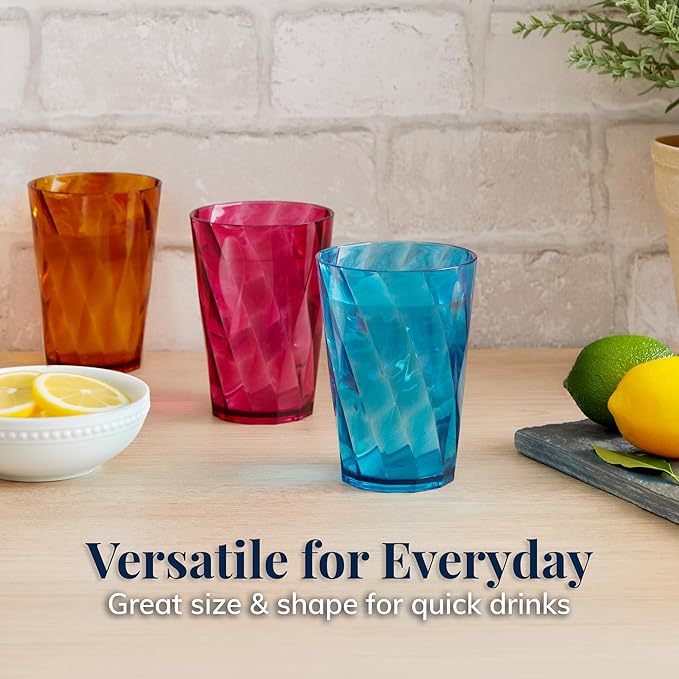 US Acrylic Optix Mini Plastic Reusable Drinking Glasses 8oz Juice Cups in Jewel - Image 3