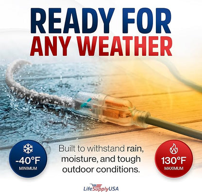 3ft Outdoor/Indoor Extension Cord 10/3 Gauge Ultra Heavy Duty 3 Prong SJTW - Image 5