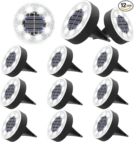 Joomer Solar Ground Lights, 12 Pack 8 LED Solar Lights Outdoor Waterproof IP68 by Joomer