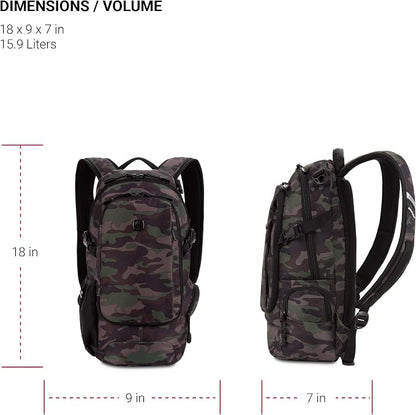 SwissGear 3598 Backpack, Narrow Daypack, Camo/Green - Image 5