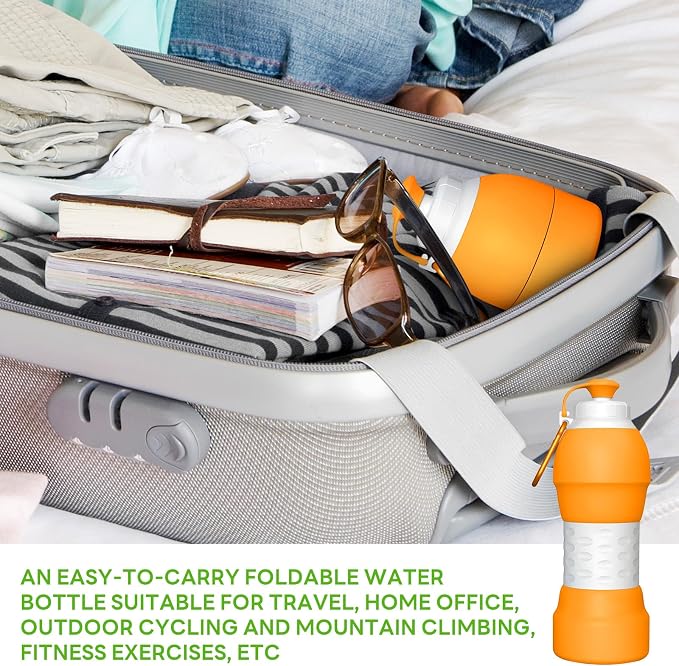Collapsible Lightweight 20oz Water Bottle, Food-Grade Silicone BPA Free - Image 8