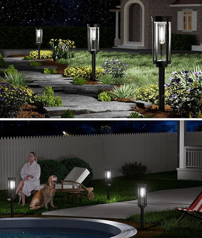NEWMESSI 4 Pack Solar Pathway Lights Outdoor, Modern Super Brightness LED Path - Image 7
