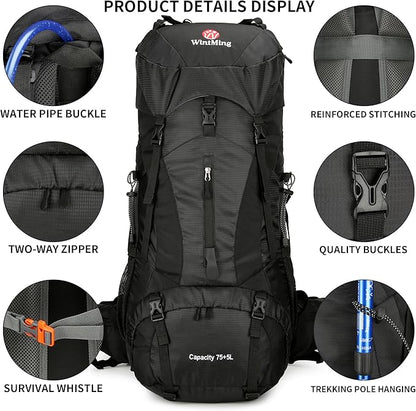 75L Hiking Backpack with Rain Cover Waterproof Camping Backpack Shoes Warehouse - Image 6