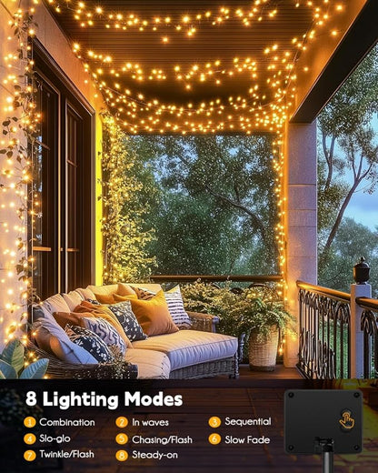 120LED 10FT Solar Fairy Lights Outside Waterproof, 8 Lighting Modes IP65 - Image 5