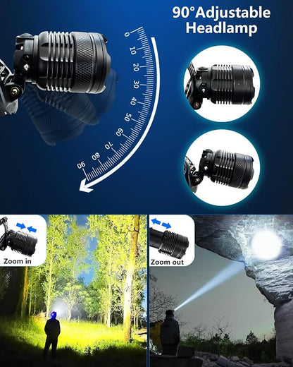 Headlamp Rechargeable -100, 000LM Bright LED HeadLamp, 40H Runtime, Waterproof - Image 7