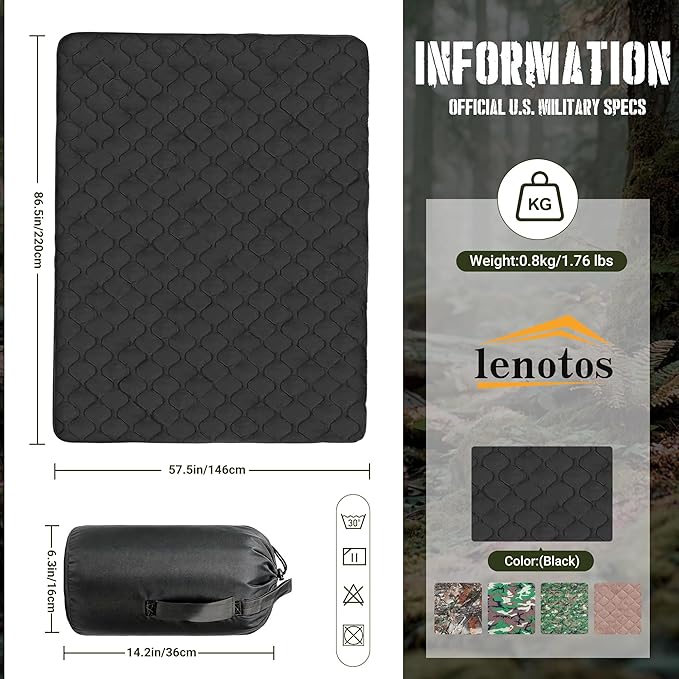 Lenotos Woobie Blanket, Thermal Insulated Military Poncho Liner, Water-Resistant - Image 2