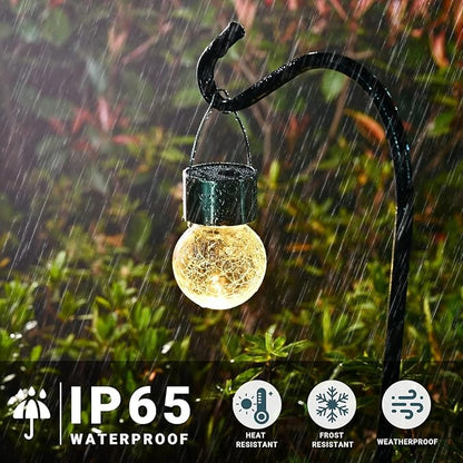 SOLPEX Hanging Solar Lights Outdoor, 8 Pack Decorative Cracked Glass Ball Light - Image 3