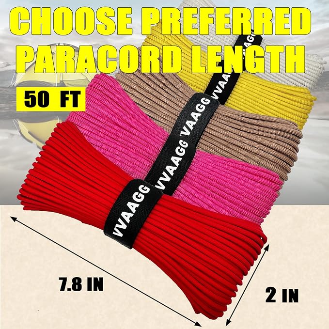 VVAAGG 1000 Paracord Rope, 50ft 12 Strand Parachute Cord - Image 3