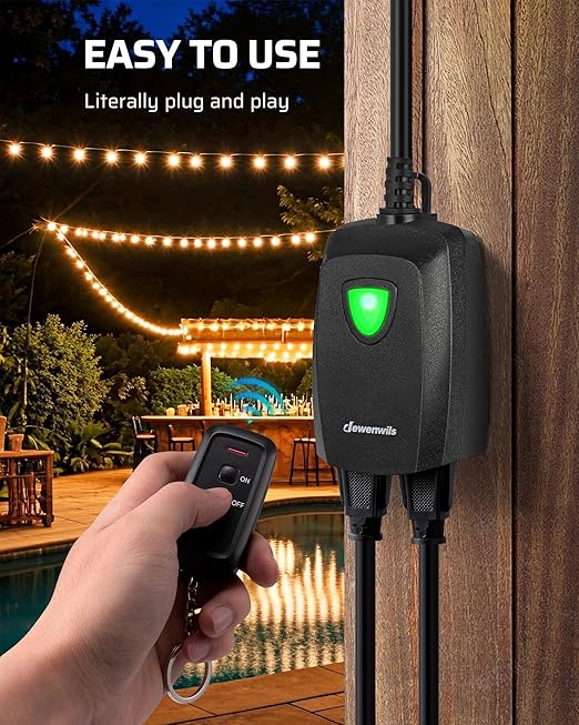 DEWENWILS Outdoor Remote Control Outlet, Weatherproof Wireless Electrical Plug - Image 2