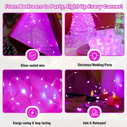 ZSJWL 30 Pack Pink Fairy Lights Battery Operated, 7Ft 20LED Mini String Light - Image 3