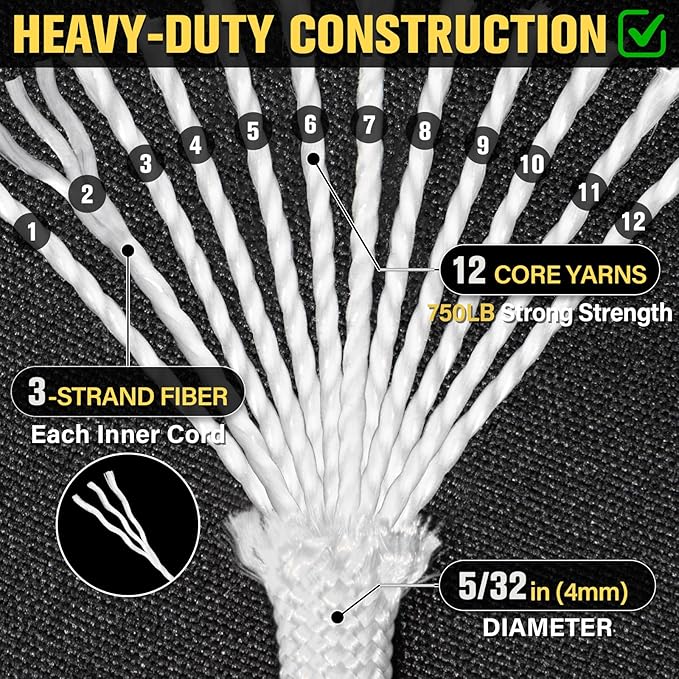 Paracord Rope 750 lb - 100ft 5/32" Parachute Cord 4MM 12-Strand para Cord - - Image 3