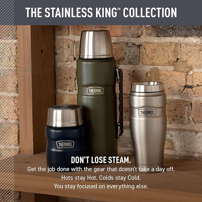 THERMOS Stainless King Vacuum-Insulated Beverage Bottle, 40 Ounce, Rustic Red - Image 6