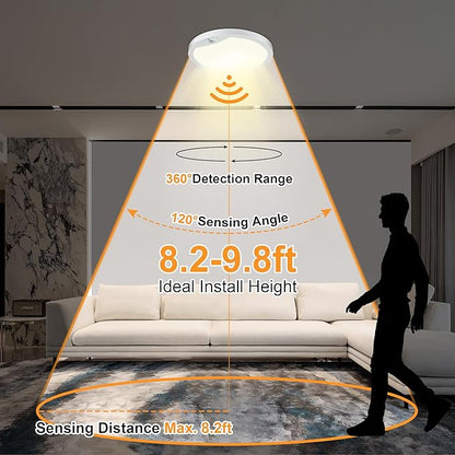 2-Pack 20W Motion Sensor Ceiling Lights Hard-Wired, 9Inch Indoor Motion - Image 5