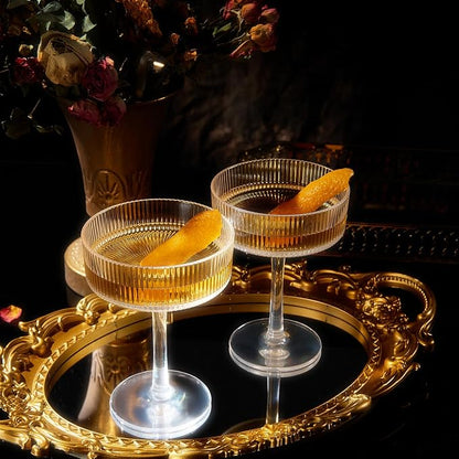 ACRYLIC Ribbed Coupe Glasses Set of 2 – 8oz Clear Shatterproof Acrylic Cocktail - Image 5