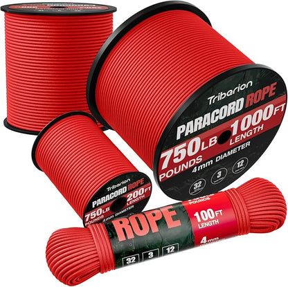 Paracord Rope 750 lb - 1000ft 5/32" Parachute Cord 4MM 12-Strand para Cord - by Triberion