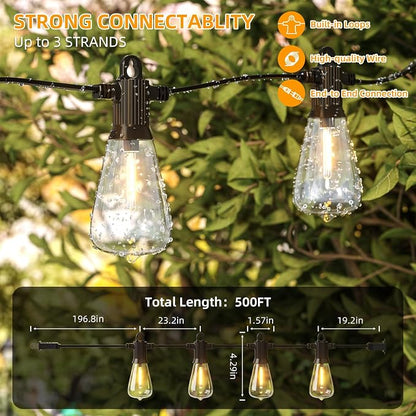FOOMAN LED Outdoor String Lights, 500FT Outside Waterproof Hanging Patio Lights - Image 3