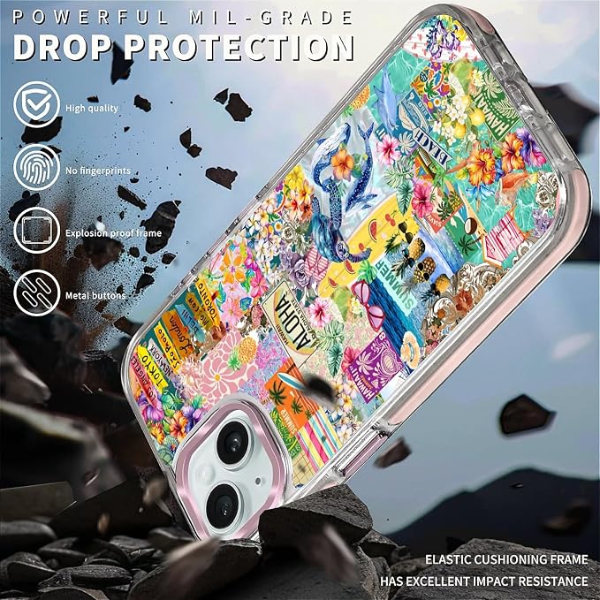 Case for iPhone 13/14, Hawaii Aloha Cover Coastal Beach Collage Phone Case - Image 5