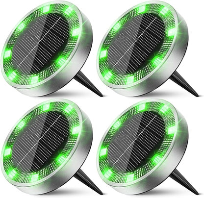 Peasur Mini Solar Ground Lights Outdoor, 4 Pack Flat Solar Powered Disc Lights by Peasur
